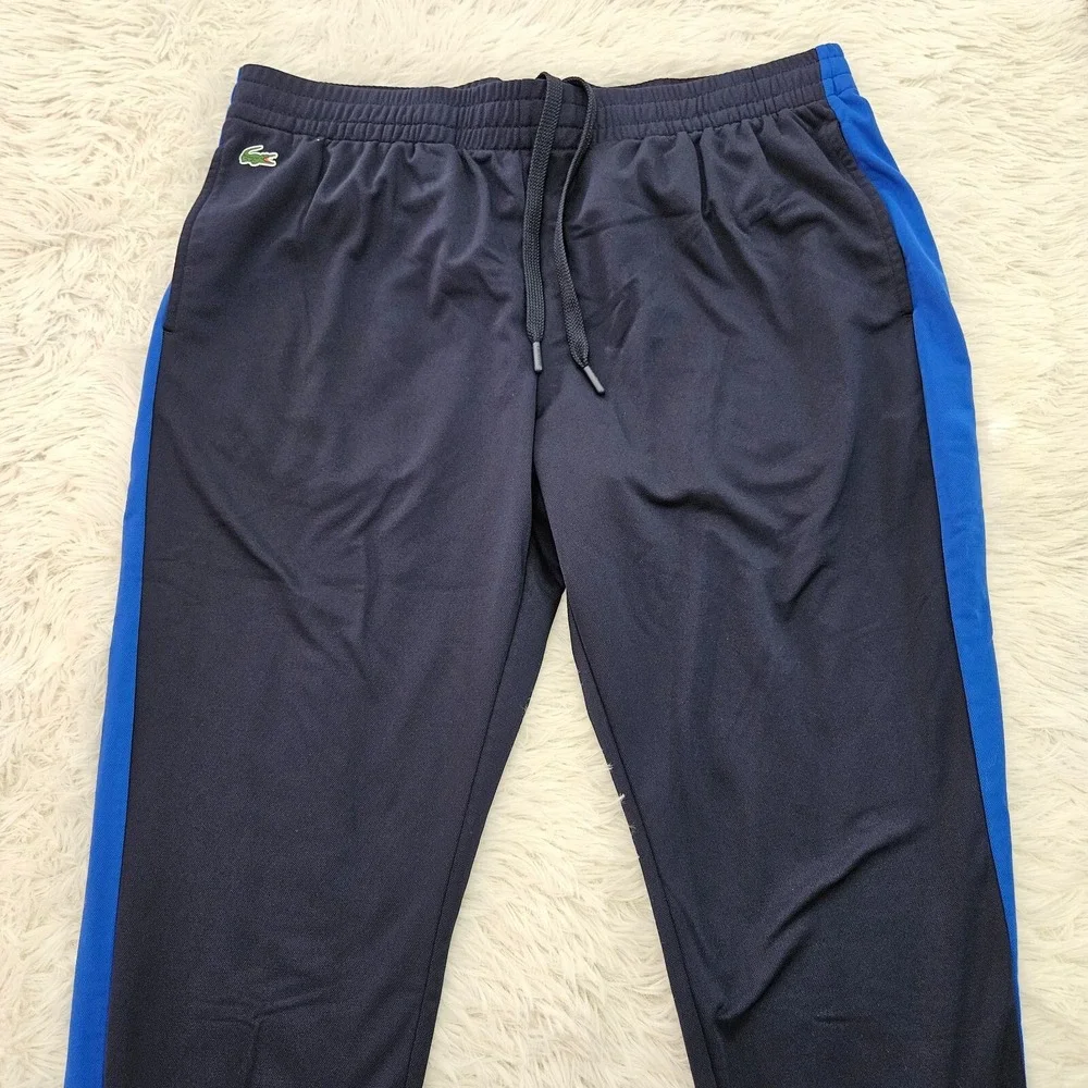 Lacoste Sport Mens Track Pants Navy Blue Royal‎ Stripe Joggers 2XL Drawstring